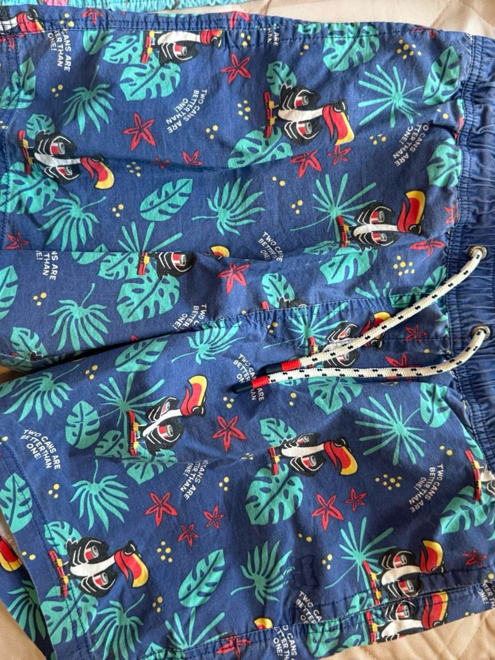 Men's Party Pants Blue Tropical Tucan Print Swim Trunks